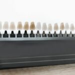 lined up veneers on display