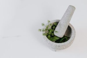 A grinding mortar and pestle.