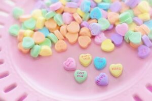 valentines hearts on a pink background