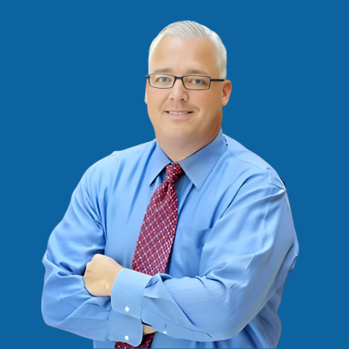 dr-bowyer-square-blue Dr. Bowyer DDS on a blue background.